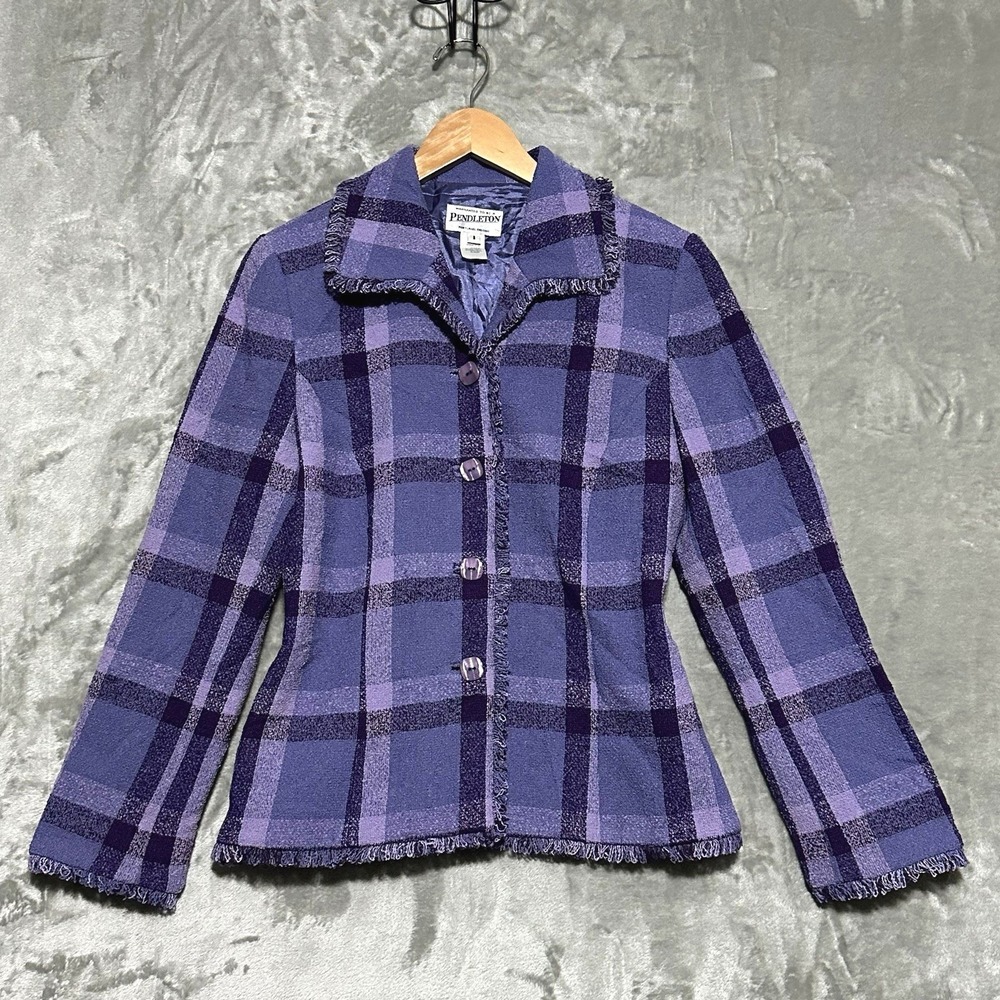 Pendleton Plaid Blazer Womens 8 Purple Indie Academia Preppy Twee Retro Office